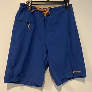 Patagonia Blue Boardshorts Men’s Size 32 Wavefarer Trunks Drawstring Zip Pocket